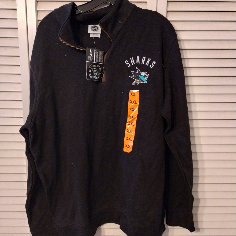 NHL Sharks Black Zip-Up Sweater
